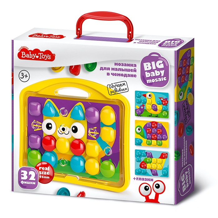 Мозаика для малышей в чемодане "Котик" d4,5/32 эл Baby Toys 04105