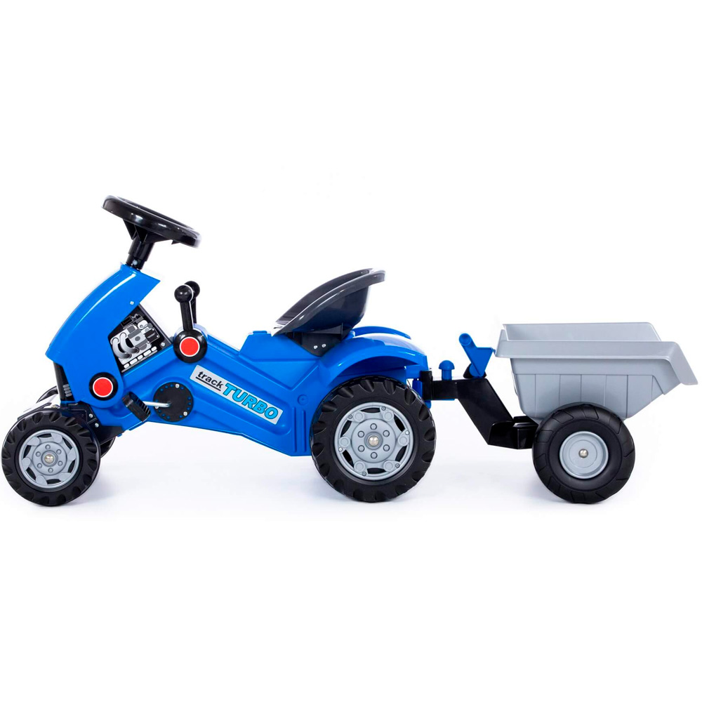 Каталка-трактор с педалями Turbo-2 синяя с полуприцепом 84651 П-Е /1/
