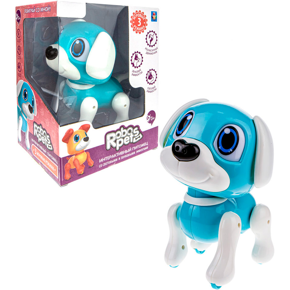 Игрушка на батарейках RoboPets робо-щенок Пудель бел-голубой Т21087 1TOY