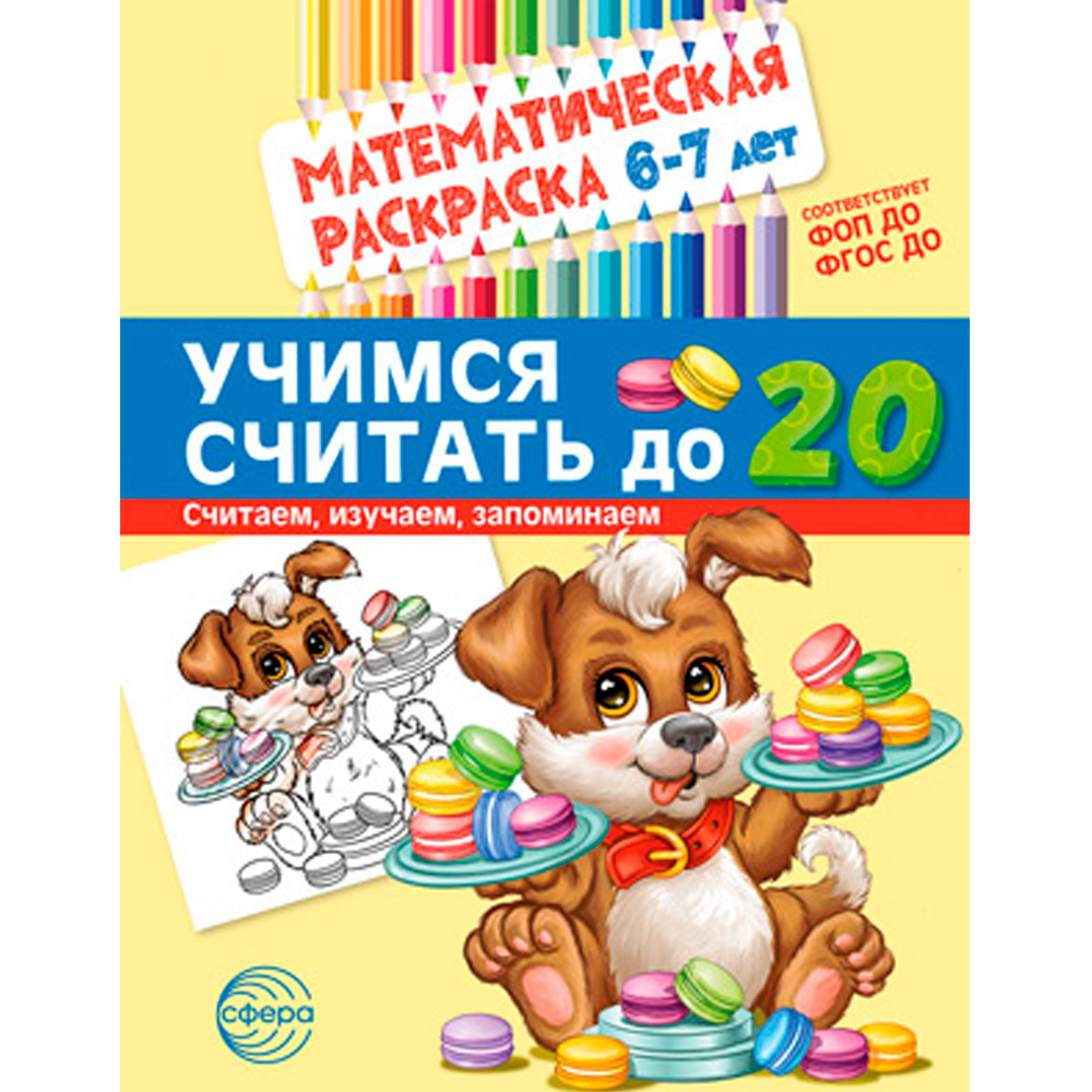 Математическая раскраска 6-7 лет. ЧЕРНО-БЕЛАЯ. Учимся считать до 20 9785994932971