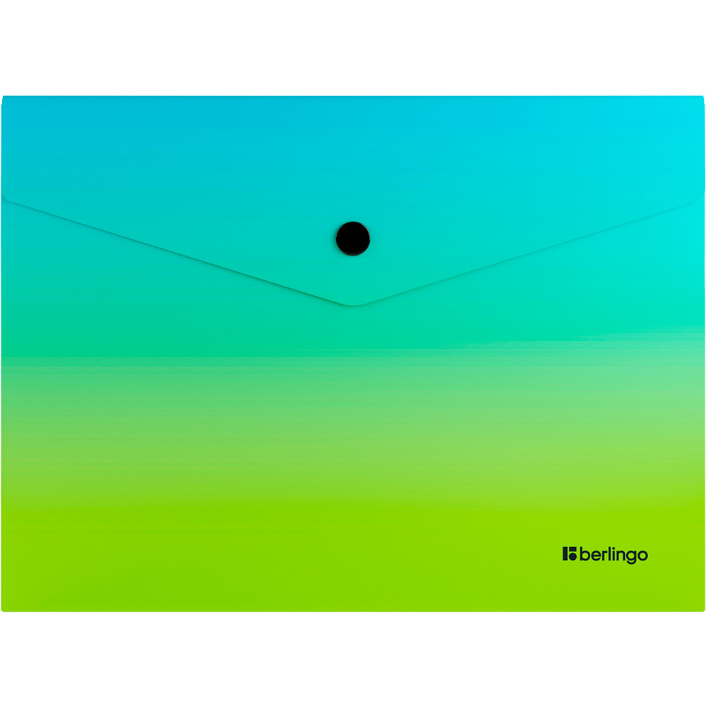 Папка-конверт на кнопке Berlingo "Radiance" А5, 180мкм, голубой/зеленый градиент EFb_A5003