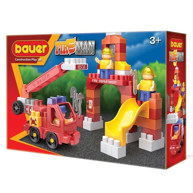 Констр-р Bauer 740 "Fireman" набор  пожарная машина и тренировочная площадка