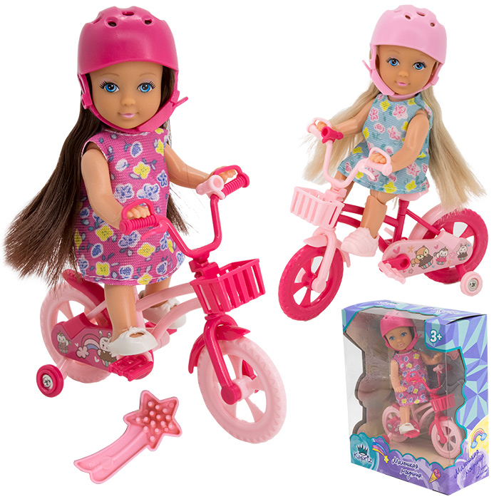 Кукла малышка Miss Kapriz4605YS Маленькая модница на велосипеде в кор.