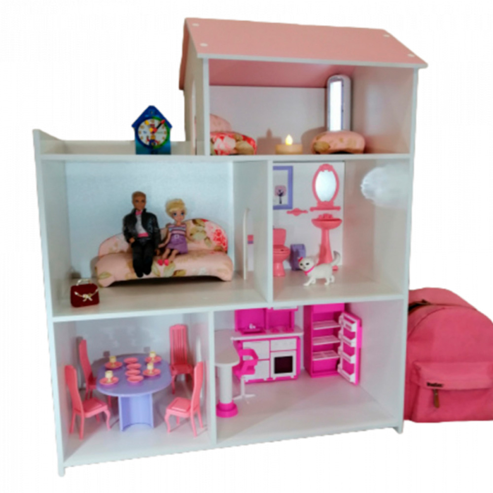 Кукольный домик большой 3 этажа розовая крыша
