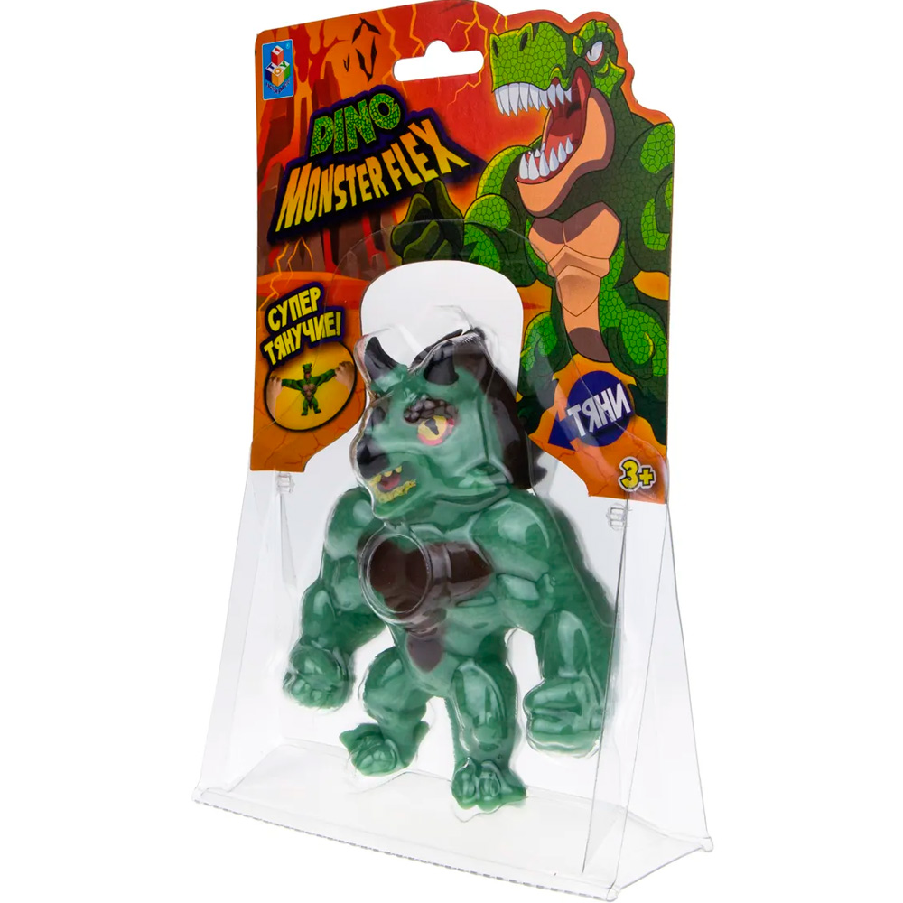 Игрушка MONSTER FLEX DINO ТРИЦЕРОКС тянущаяся фигурка 14см Т22691-14 1Toy 