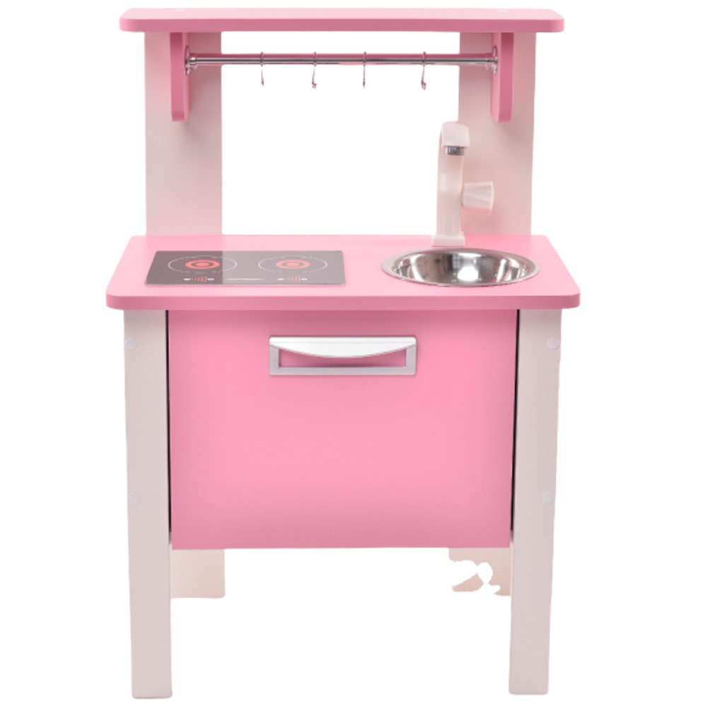 Кухня Элегантс с имитацией плиты (наклейкой) белый корпус,  розовые фасады, распашные 