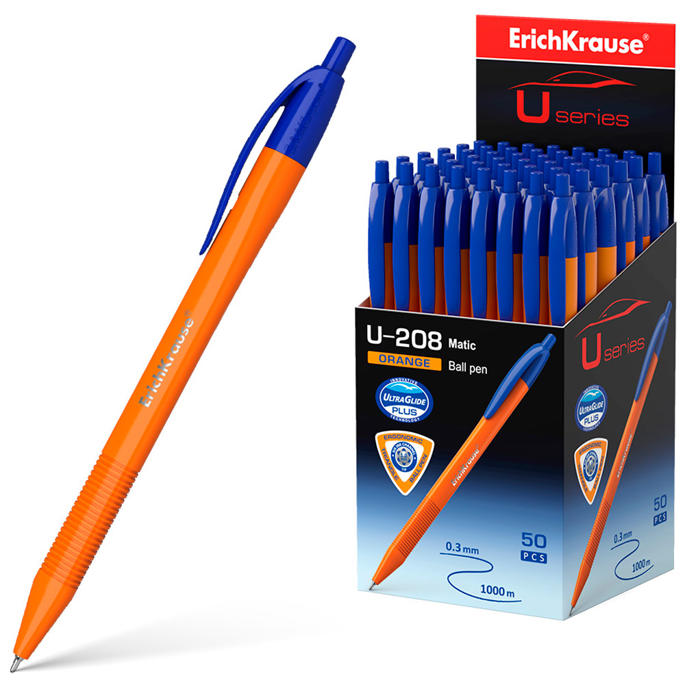 Ручка шарик синий U-208 Matic Orange 1.0, Ultra Glide Technology 47587 /Erich Krause/