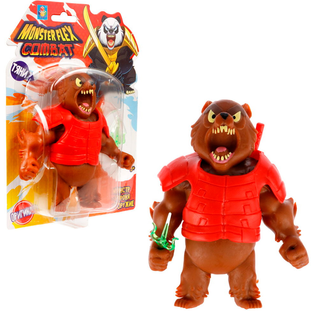 Игрушка MONSTER FLEX COMBAT ВОИН МЕДВЕДЬ с кинжалом тянущаяся фигурка 15см Т23407-12 1Toy 