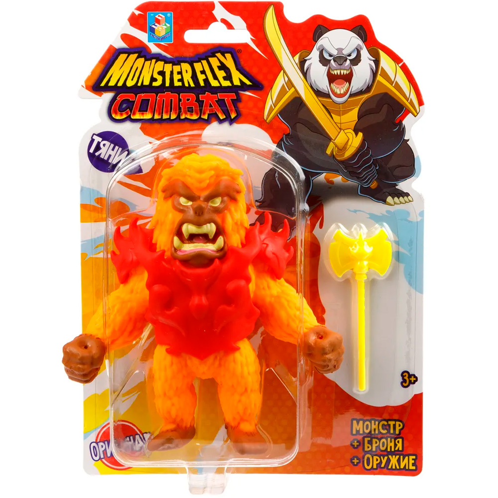 Игрушка MONSTER FLEX COMBAT ОГНЕЗВЕРЬ с топором тянущаяся фигурка 15см Т23407-4 1Toy 