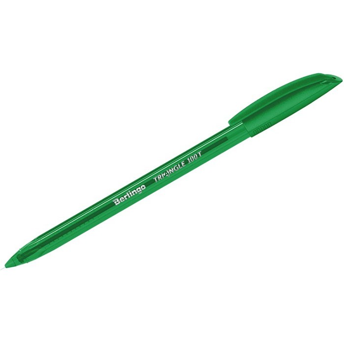 Ручка шарик зеленый Triangle 100T 0,7мм, трехгран., игольчатый стержень Berlingo CBp_07109