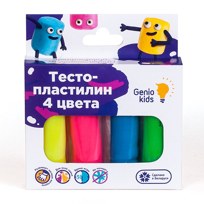Набор для творчества Тесто пластилин 4 цветов ТА1082 /Genio Kids