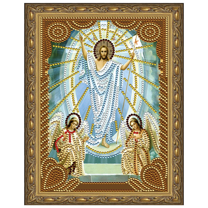 Набор ДТ Картина 5D мозаика с нанесенной рамкой.Воскресение Христово 20*30см KM0712.