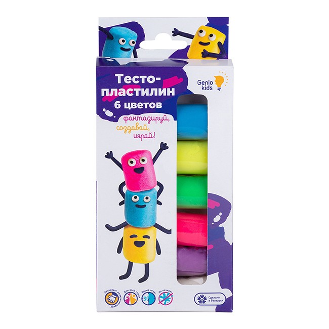 Набор для творчества Тесто-пластилин 6 цветов ТА1090 /Genio Kids