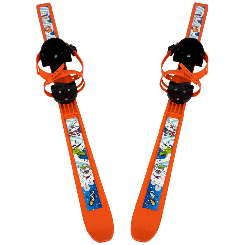 Лыжи детские Вираж-спорт 100/100 см оранжевые с палками из стеклопластика в сетке МПЛ 106.00 Dvizhok