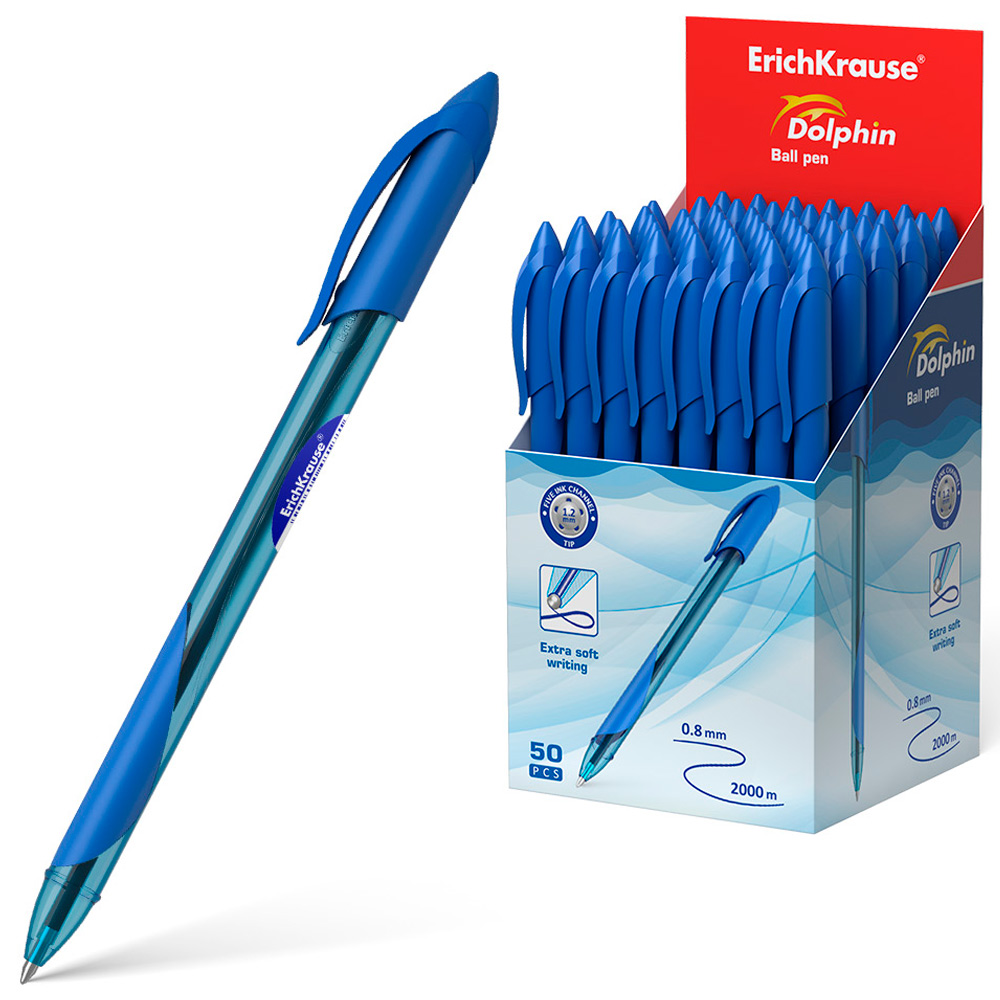 Ручка шарик синий  Dolphin Stick&Grip Classic 1.2 48188 /Erich Krause/