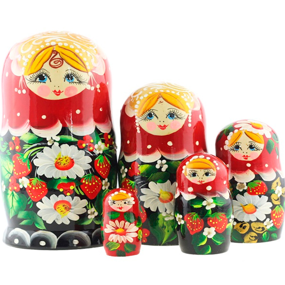 Дер. Матрешка Большая - ягоды красный платок- черная MS0504a-kojN-01 Дер. Матрешка Большая - ягоды красный платок- черная MS0504a-kojN-01