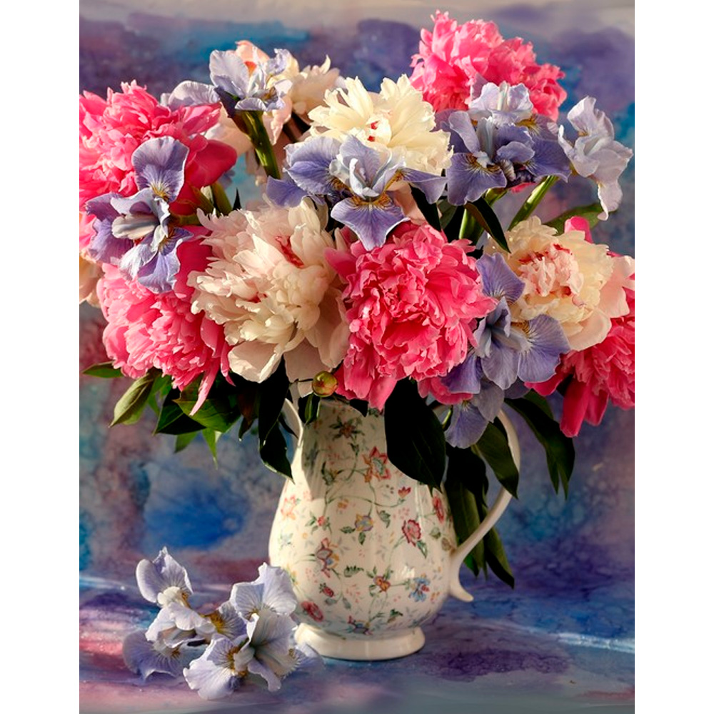 Набор ДТ Роспись по холсту 30х40 см Нежный букет в вазе с цветочками ХК-6268