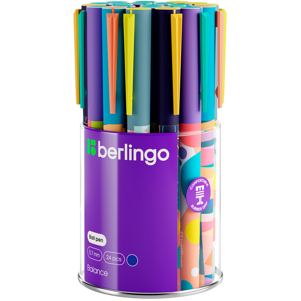 Ручка шарик синяя Berlingo Balance 0,7 мм, грип, soft-touch рисунок на корпусе, ассорти Cbp_07S18