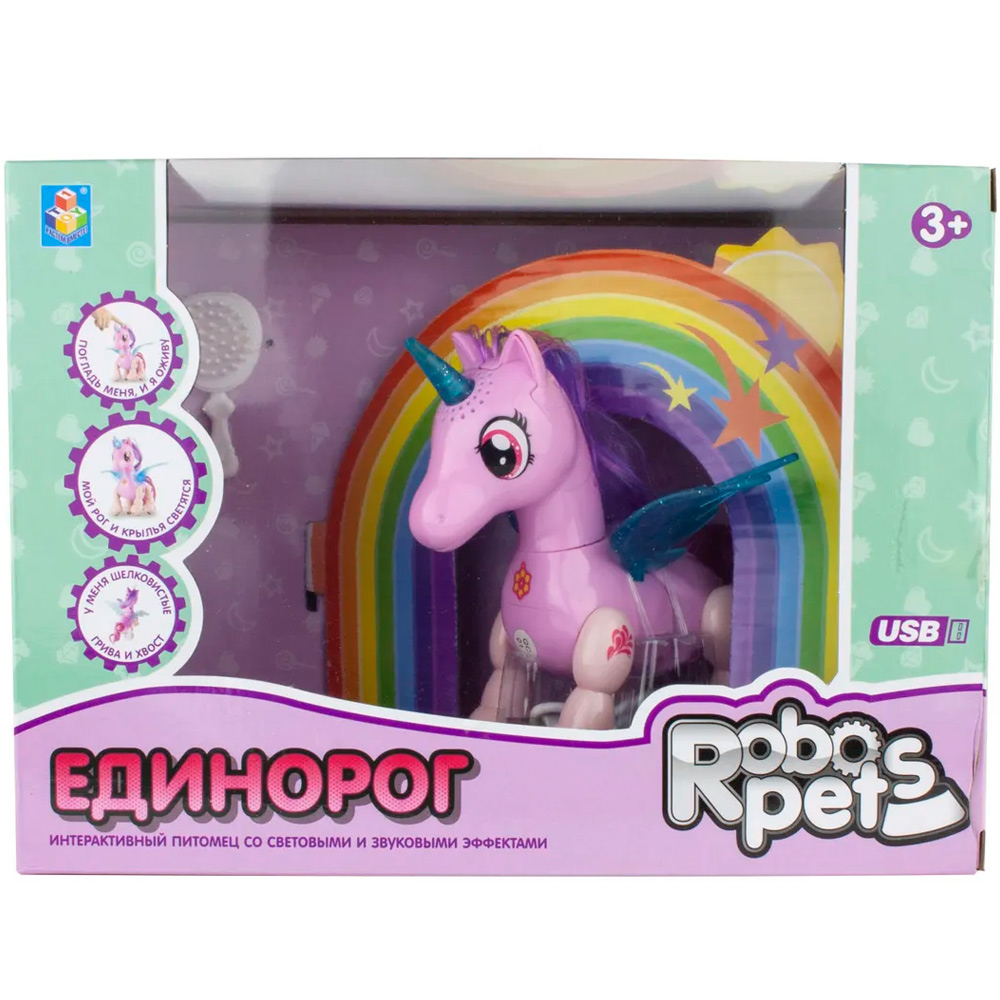 Игрушка на батарейках Интерактивный Робо-единорог розовый Т16803 1TOY