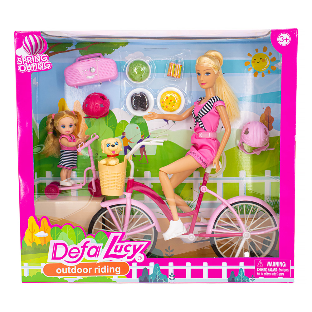 Кукла 8457 Прогулка на велосипеде с дочкой в кор. Defa Lucy