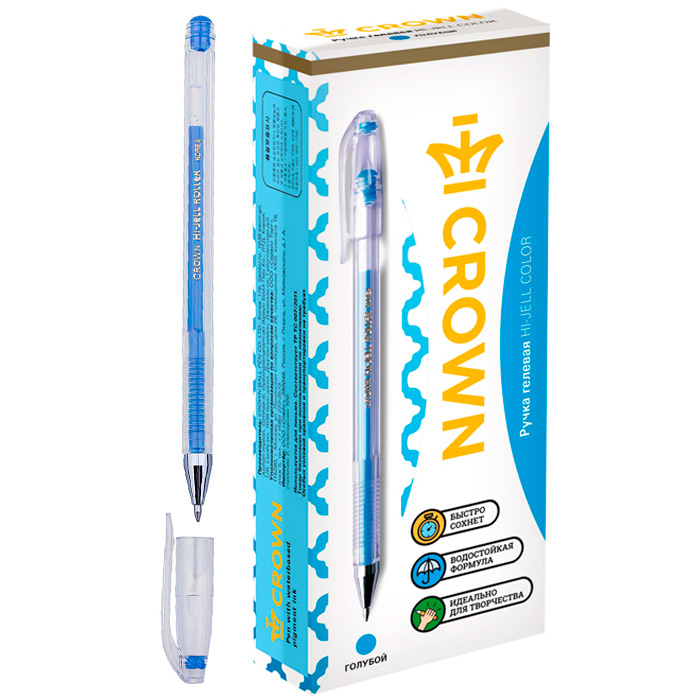 Ручка гелевая голубая 0,7мм Crown "Hi-Jell Color" 001957