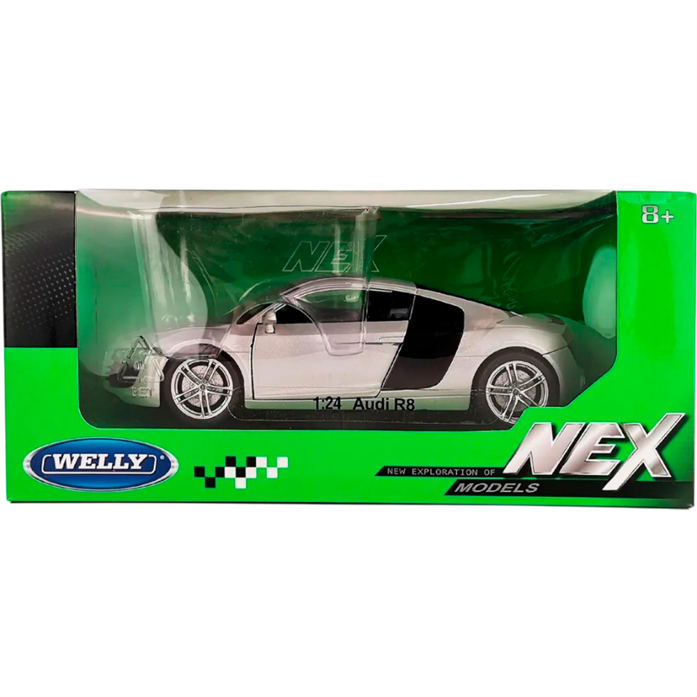 Модель 1:24 Audi R8 Coupe, серебристый 22493W Модель 1:24 Audi R8 Coupe, серебристый 22493W
