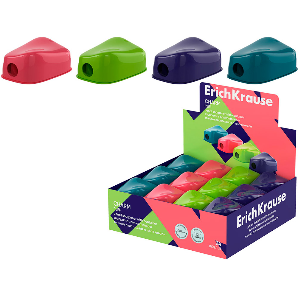 Точилка пластик Charm, Pastel с контейнером ассорти 60031 ErichKrause Точилка пластик Charm, Pastel с контейнером ассорти 60031 ErichKrause