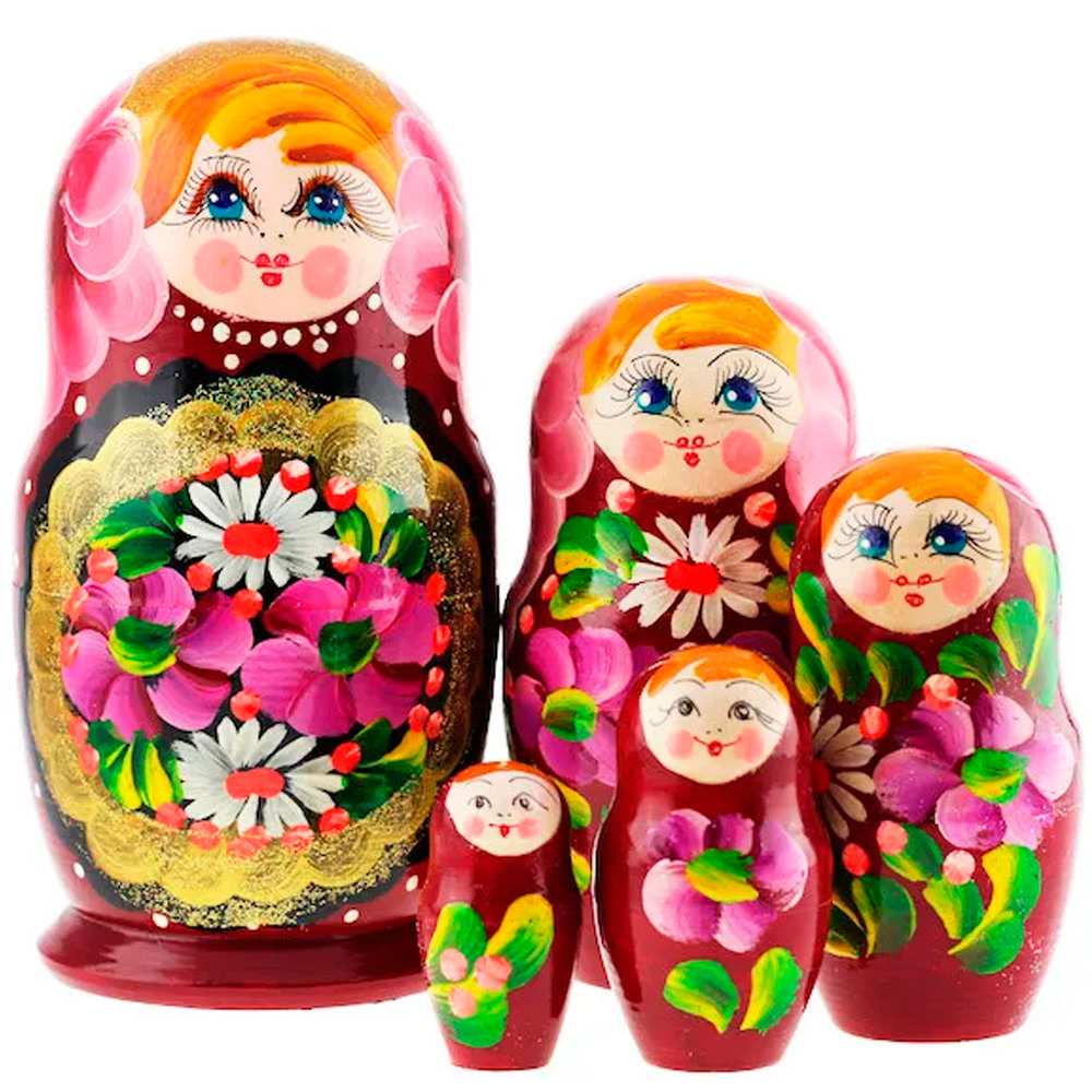 Дер. Матрешка 5 мест большая - золотой медальон-бордовая MS0504a-LyPM-01 Дер. Матрешка 5 мест большая - золотой медальон-бордовая MS0504a-LyPM-01