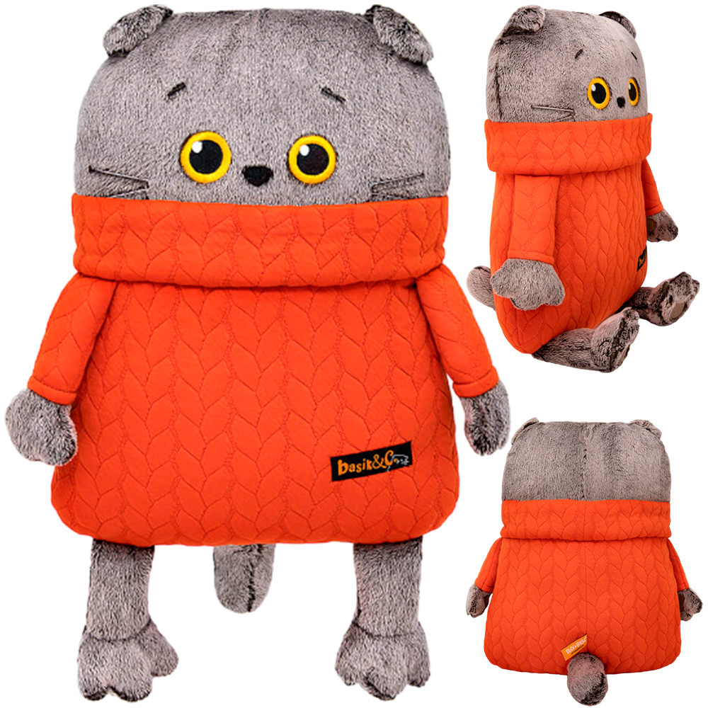 Кот-подушка в свитере с косами Kp34-251