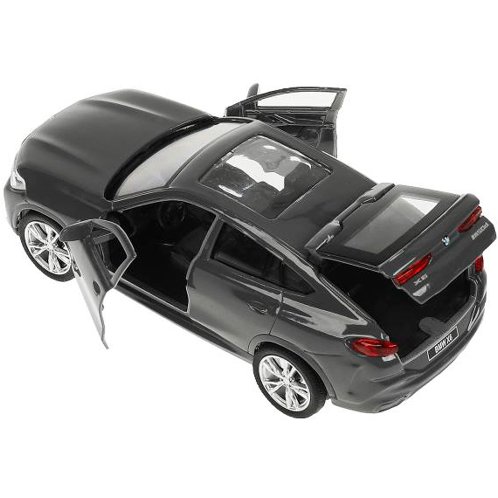 Модель X6-12-GY BMW X6 длина 12 см, двери, багаж, инер, темно серый Технопарк в кор.